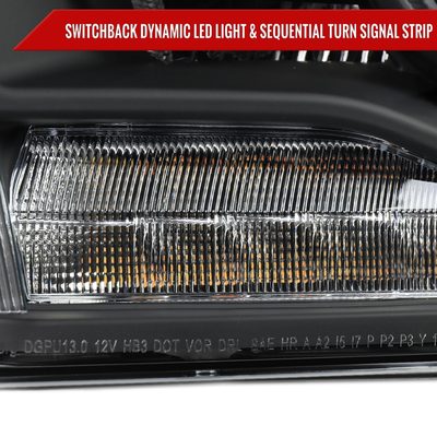2013-2018 RAM 1500 2500 3500 LED Bar Signal Projector Headlights Black