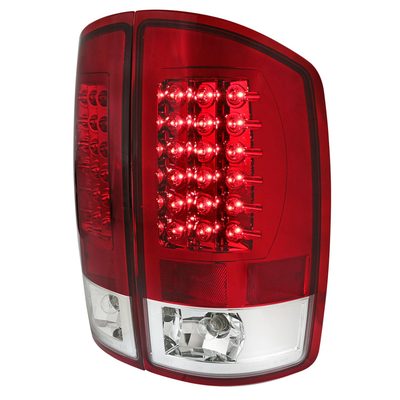 2002-2006 Dodge RAM LED Tail Lights Chrome Housing/Red Clear Lens