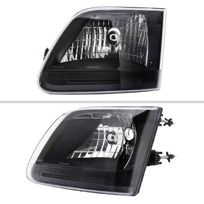 1997-2004 Ford F-150/Expedition Factory Crystal Headlights Matt Black/Clear