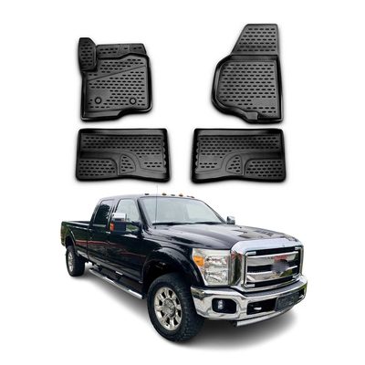 2011-2016 Ford F-450 Super Duty Floor Mats Liners Full Set All Weather Black