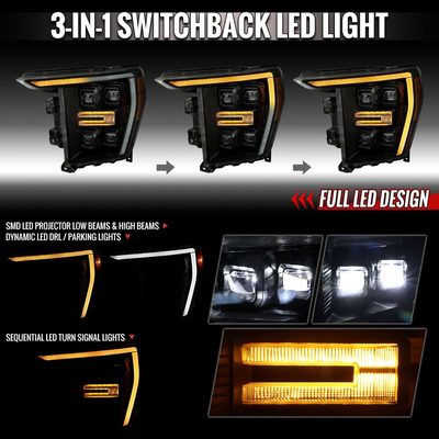 For Ford F-150 2021-2023 Full LED Projector Headlights Sequential DRL Black Housing Smoked Lens