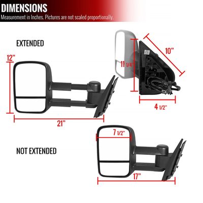 2007-2014 Chevy Silverado/Suburban GMC Sierra/Yukon/ XL Heated Towing Mirrors