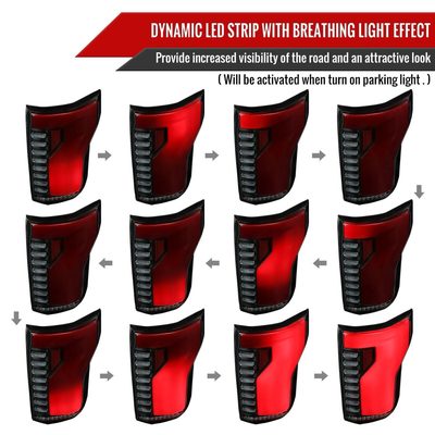 2018-2020 Ford F-150 Turn Signal Animated Red LED Bar Tail Lights Black/Smoke