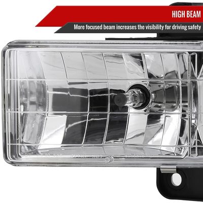 1988-1998 Chevy C/K C10/Tahoe/Sierra/Yukon/Suburban Crystal Headlights Chrome