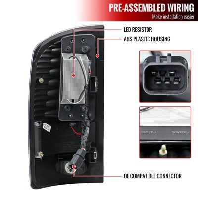 2002-2006 Dodge RAM LED Tail Lights Matte Black Housing/Clear Lens