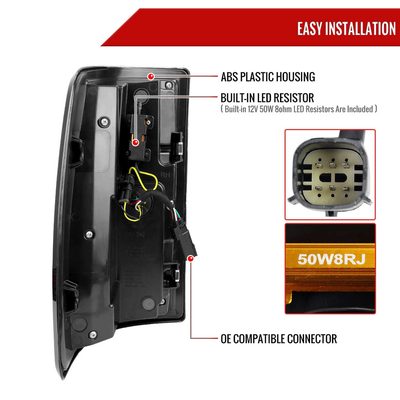 For Dodge RAM 2500/3500 2019-2024 LED Sequential Signal Tail Lights Glossy Black Housing Dark Smoked Lens