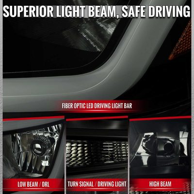 For Chevrolet Colorado 2015-2022 Headlights Switchback LED Bar Turn Signal Matte Black Housing Smoked Lens