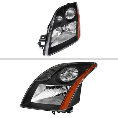 2007-2009 Nissan Sentra Factory Headlights w/Amber Reflector Matt Black/Clear