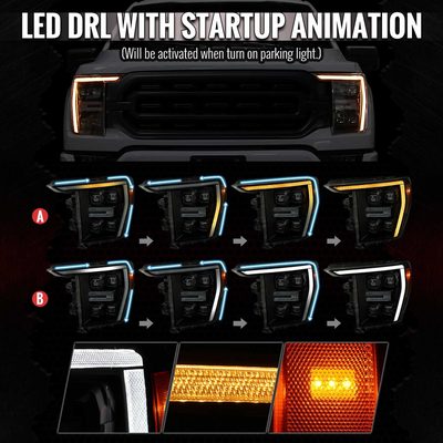 For Ford F-150 2021-2023 Full LED Projector Headlights Sequential DRL Black Housing Smoked Lens