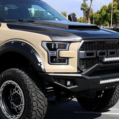 2015-2017 Ford F-150 LED Bar Projector Headlights Jet Black/Clear Lens