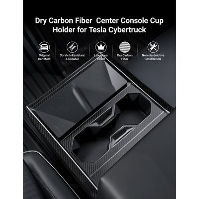 Dry Carbon Fiber Center Console Cup Holder for Cybertruck