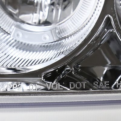 2001-2003 Honda Civic Dual Halo Projector Headlights Chrome/Clear Lens