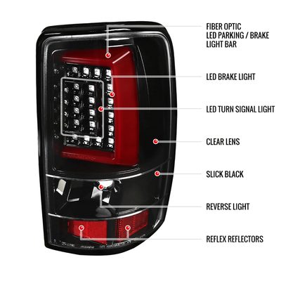 2000-2006 Chevy Suburban/Tahoe/Yukon/Yukon XL LED C Bar Tail Lights Jet Black