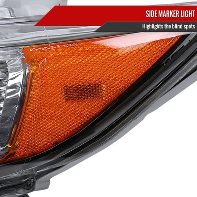 2012-2014 Toyota Camry Projector Headlights w/Amber Reflectors Jet Black/Clear