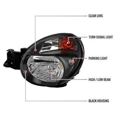2002-2003 Subaru Impreza OEM Replacement Headlights Matte Black/Clear Lens