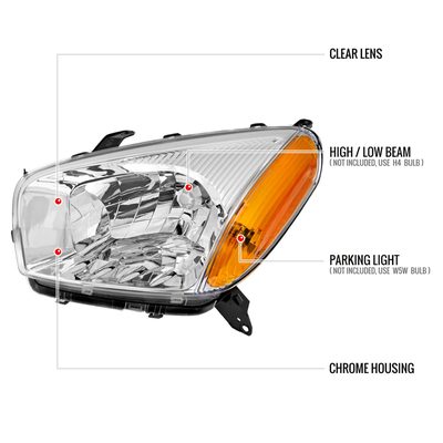 2001-2003 Toyota RAV4 Factory Style Headlights Chrome Housing/Clear Lens