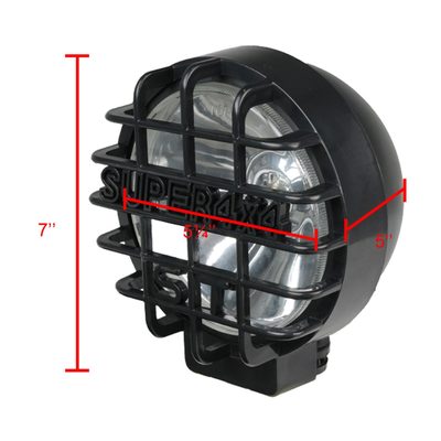 Universal Off Road 6" H3 Black Round Fog Lights w/ Mesh Guard - 2PC