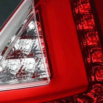 2011-2013 Ford Fiesta Hatchback LED Tail Lights Chrome Housing/Red Lens