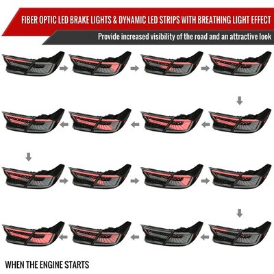 2018-2022 Honda Accord Sedan SQ2 LED Signal Tail Lights Glossy Black/Smoke