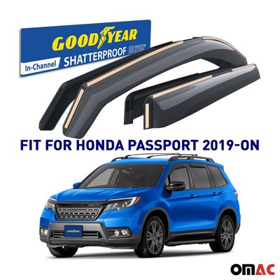 Goodyear Wind Deflectors for Honda Passport 2019-2025 Shatterproof Smoke 4x