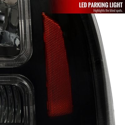 2005-2007 Ford F-250/350/450 SuperDuty Dual LED C-Bar Factory Headlights Black