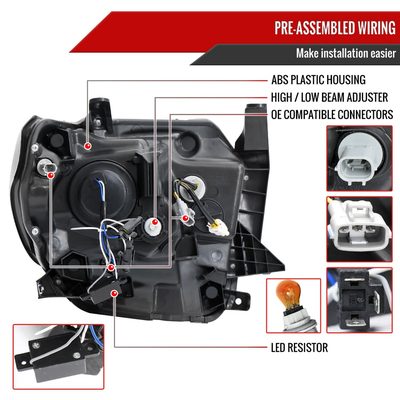 2014-2021 Toyota Tundra LED Projector Headlights Chrome Housing/Smoke Lens