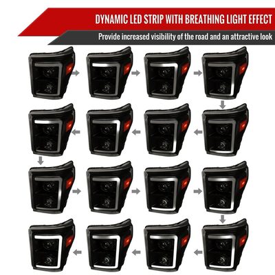 2011-2016 Ford F-250 F-350 F-450 F-550 LED CBar Projector Headlights Smoke