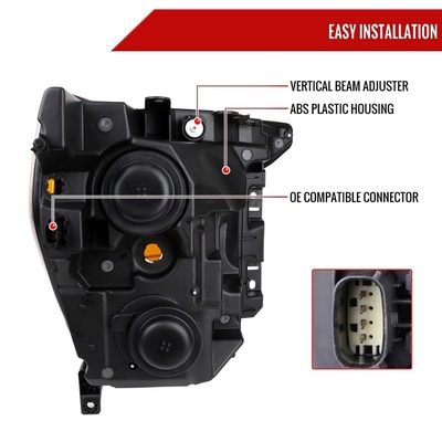 For Ford F-150 2021-2023 Factory Style Headlight Matte Black Housing Clear Lens