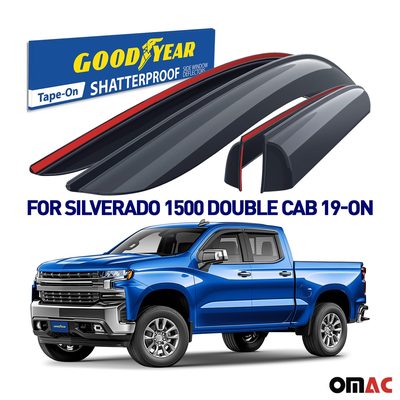 Goodyear Wind Deflectors for Chevy Silverado 1500 2019-2025 Double Cab 4x
