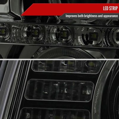 2002-2006 Cadillac Escalade Dual Halo Projector Headlights LED Light Smoke