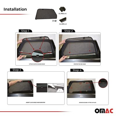 2017-2024 Audi A4 Allroad Side Rear Window Curtain Mesh Black 2Pcs