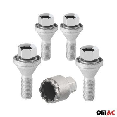 Wheel Lock Kit for BMW 3 Series M14X1.25 Bolt Chromed 4Locks & 1Key
