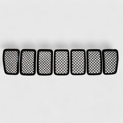 2019-2023 Jeep Cherokee Grille Overlay Gloss Black 7Pcs ABS Plastic