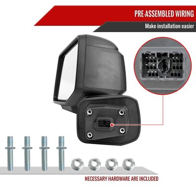 2019-2024 Chevy Silverado 1500 Black Auto-Fold Side Mirror Driver Side