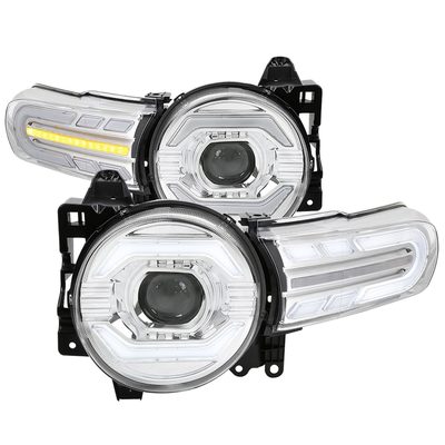 2007-2014 Toyota FJ Cruiser Signal Animated LED Projector Headlights Chrome