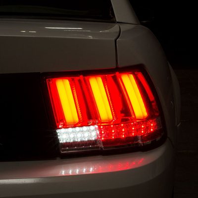 1999-2004 Ford Mustang Sequential LED Tail Lights Chrome/Red Smoke Lens