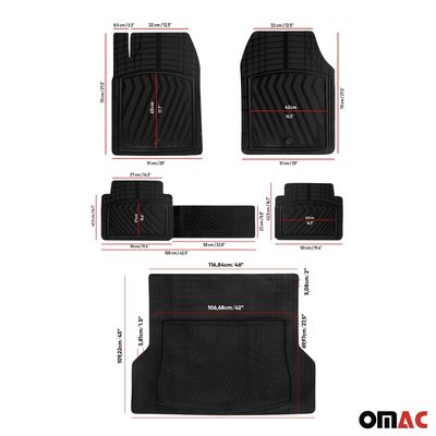 OMAC Floor Mats & Cargo Liner Universal for Cars SUV Black