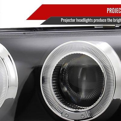 1993-1997 Toyota Corolla Dual Halo Projector Headlights Matte Black/Clear Lens