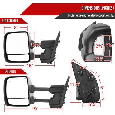 2016-2022 Nissan Titan BSM Memory Fuction & Manually Black Towing Mirrors