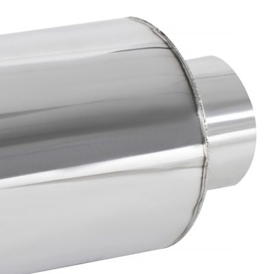 Universal 3" Inlet/4" Outlet S.Steel Spiral Flow Exhaust Muffler w/ Burnt Tip