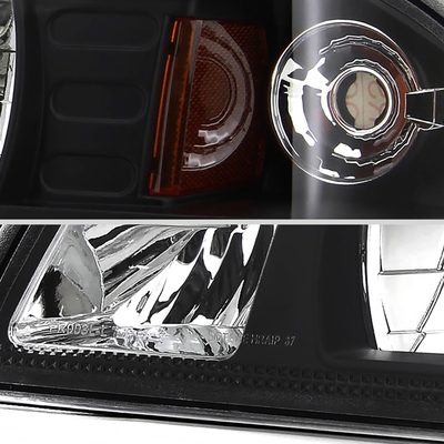 1987-93 Ford Mustang Factory Style Crystal Headlights Matte Black/Clear Lens