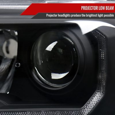 2016-2023 Toyota Tacoma LED Bar Projector Headlight Matte Black/Clear Lens
