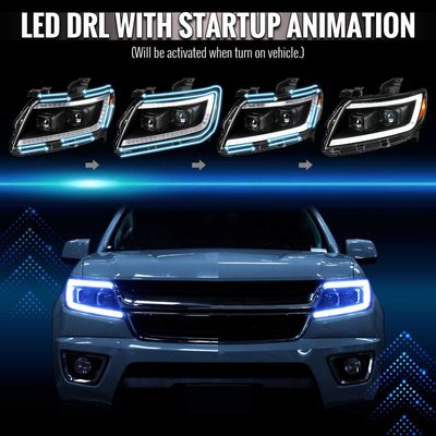 For Chevrolet Colorado 2015-2022 Headlights LED DRL Light Strip Turn Signal Side Marker Black Housing Clear Lens