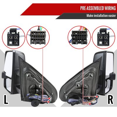 2014-2016 Chevy Silverado/GMC Sierra Heated ATS Manual Towing Mirrors Smoke