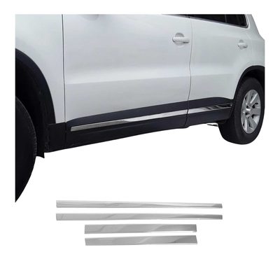2012-2017 VW Tiguan Side Door Molding Trim Skirt Garnish Stainless Steel Silver 4 Pcs