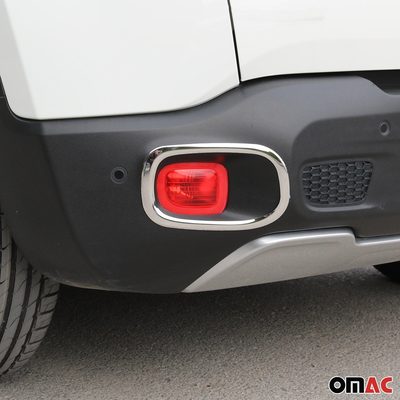 2015-2018 Jeep Renegade Rear Reflector Lamp Rim Frame Silver Steel 2 Pcs
