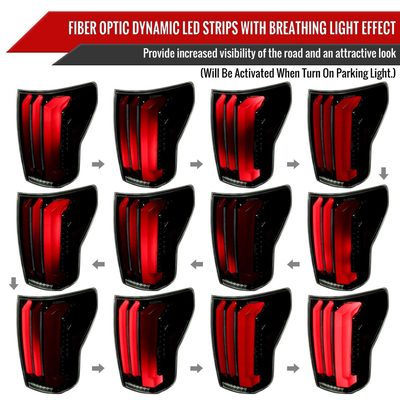 2007-2013 Toyota Tundra Sequential Red LED Bar Tail Lights Glossy Black/Smoke