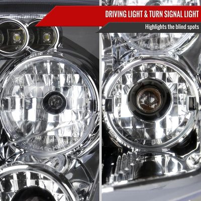2000-2004 Ford Focus Dual Halo Projector Headlights Chrome/Clear Lens