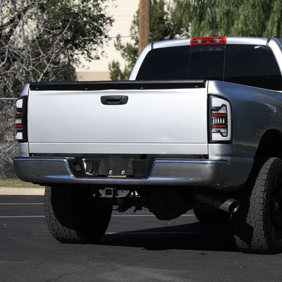 2007-2009 Dodge RAM 1500/2500/3500 White LED Bar Tail Lights Matte Black/Clear
