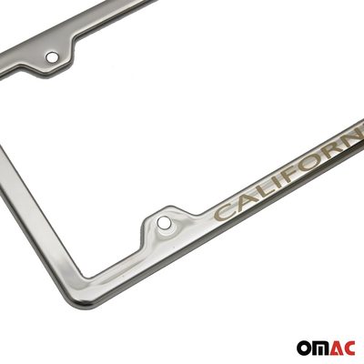 CALIFORNIA Print License Plate Frame Tag Holder Chrome S. Steel 2 Pcs.